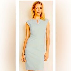 Ann Taylor Mint Green V Neck Knee Length Sleeveless Sheath Dress Career Sz 2